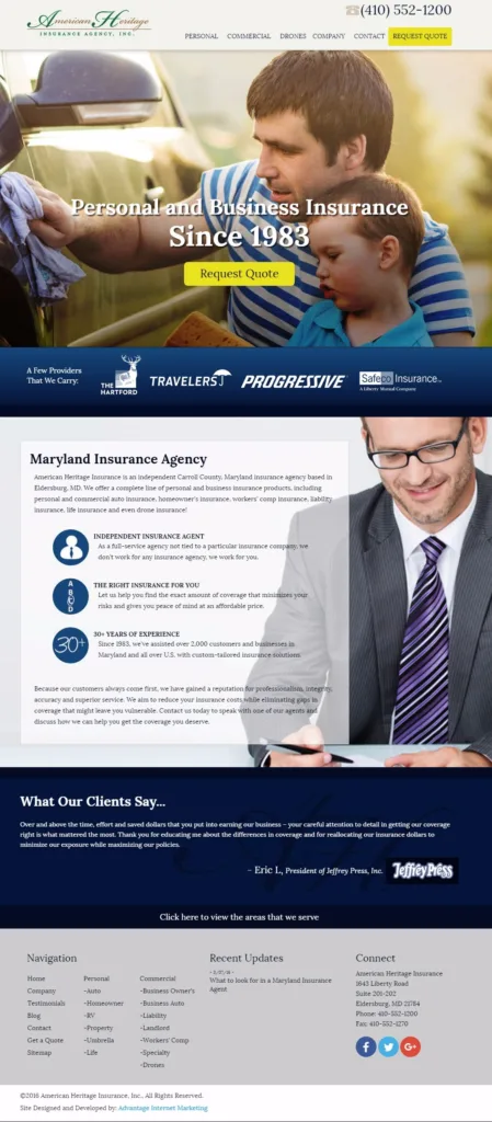 american heritage insurance agency inc screen capture