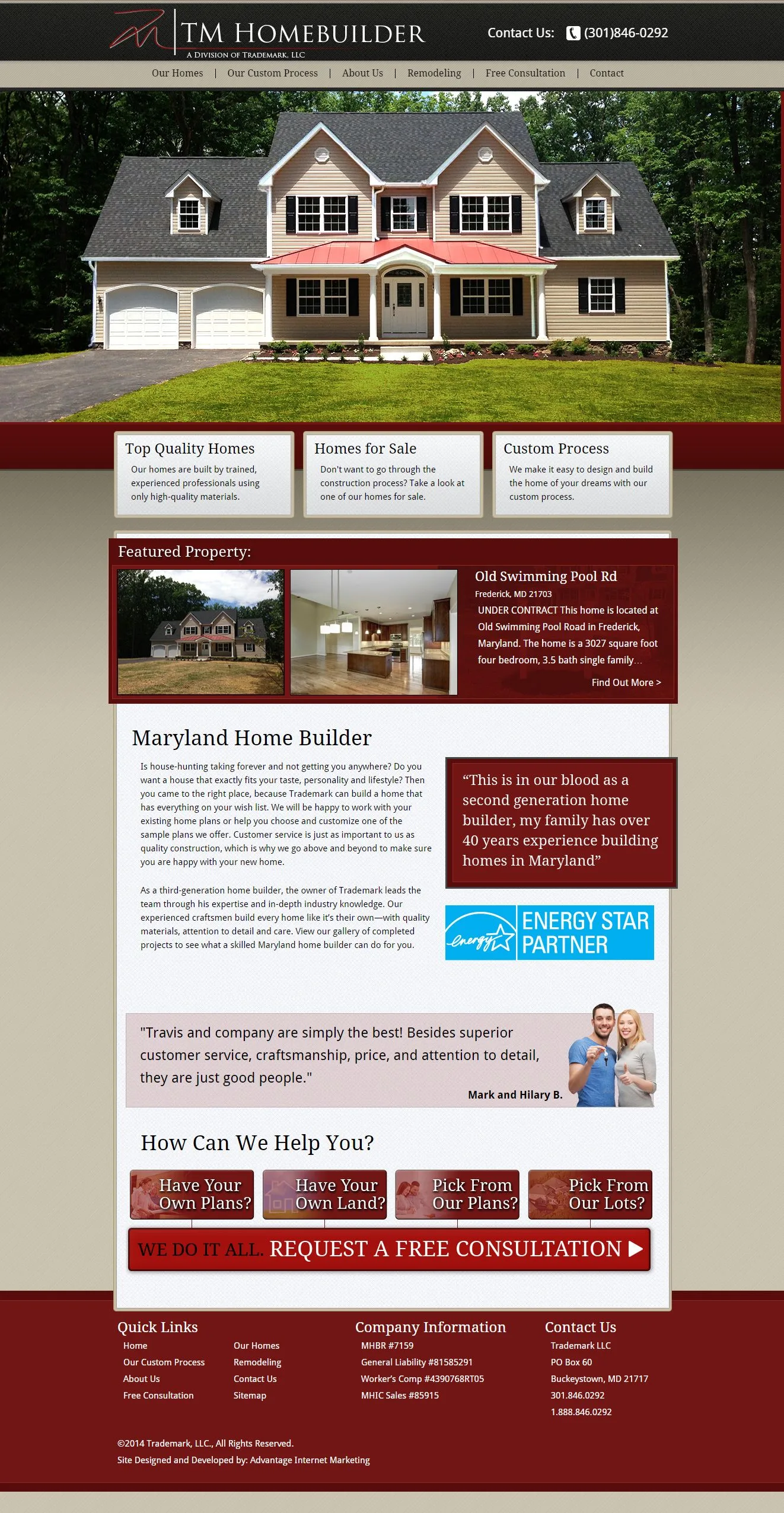 tm homes md screen capture