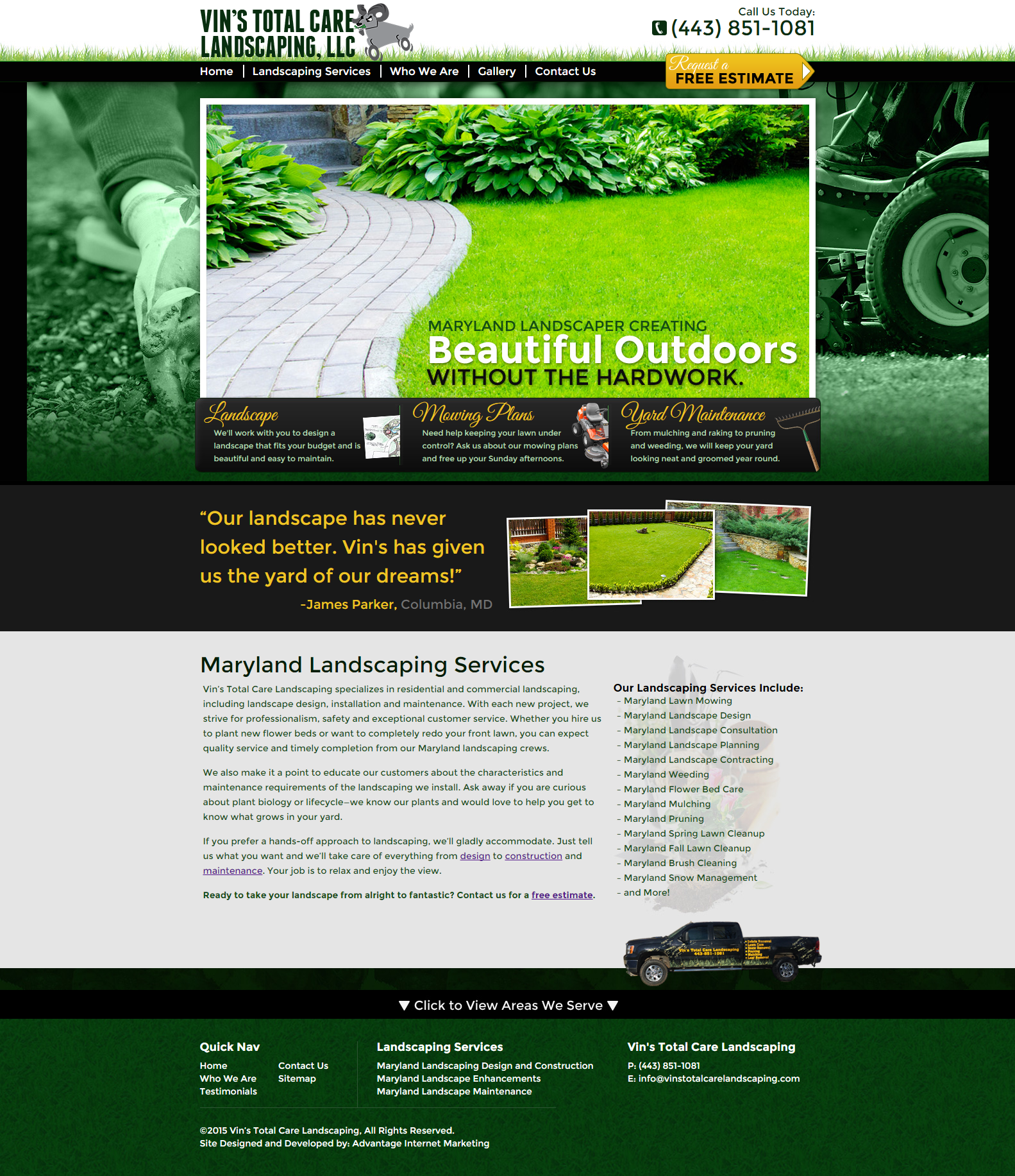 vins total care landscaping inc screenshot