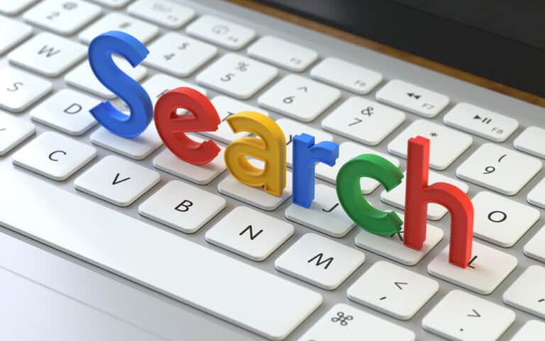 SEO symbol on the keyboard of a latop, 3d rendering,conceptual image. online google and search concepts.