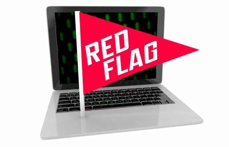 Red Flag Laptop Computer Internet Hack Digital Threat Warning Sign 3d Illustration