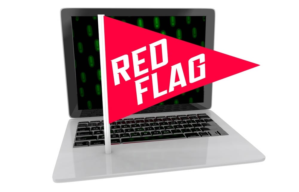 Red Flag Laptop Computer Internet Hack Digital Threat Warning Sign 3d Illustration